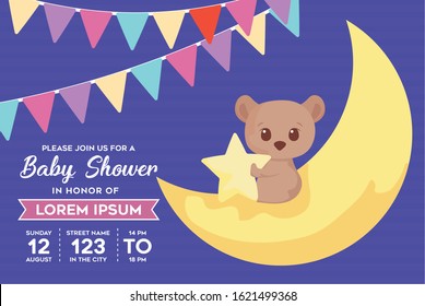 bear cartoon design, Baby shower invitation party card and decoration theme Vector illustration