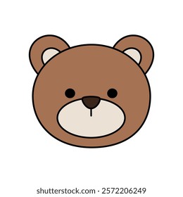 bear cartoon face On white background