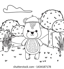 Bear cartoon with hat design