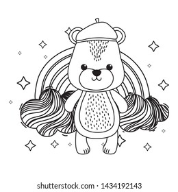 Bear cartoon with hat design