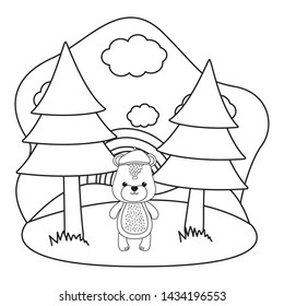 Bear cartoon with hat design