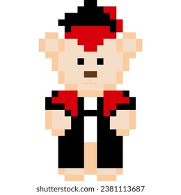 Bear cartoon icon in pixel style	
