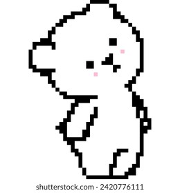 Bear cartoon icon in pixel style