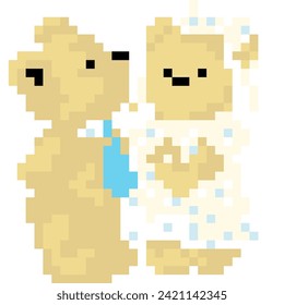 Bear cartoon icon in pixel style