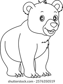 Bear cartoon line art for coloring book pages