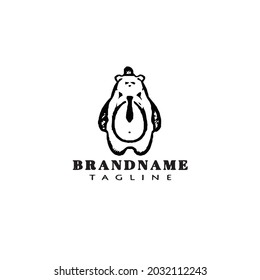 bear cartoon logo icon design template black modern isolated vector illustration