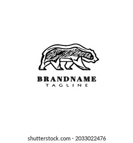bear cartoon logo icon design template black modern isolated vector illustration