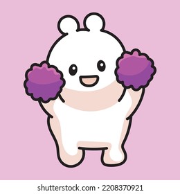 Bear Cartoon Mascot Vector Funny Happiness Lovers Love Cute Cheerleader