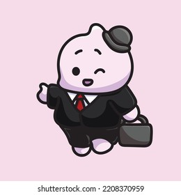 Bärenkartoon Mascot Vektor Funny Funny Liebhaber Love Cute mit Anzug