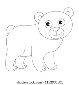 Bear cartoon. Outlined illustration with thin line black stroke