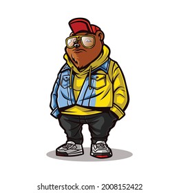 Bear cartoon with rapper style