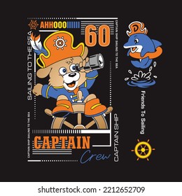 bear cartoon  sailor pirate vector illustration