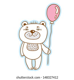 Bear. Cartoon style animals. Vector isolated object. Cartoon character.