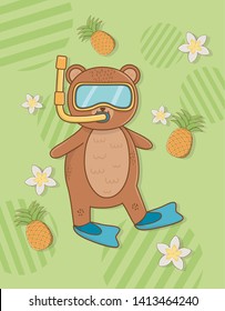 Bear cartoon and summer season design