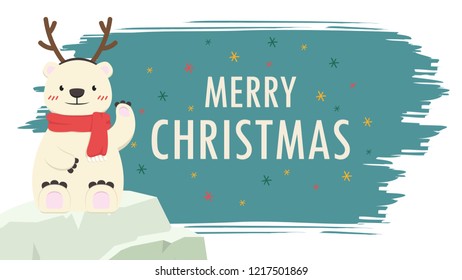 Bear cartoon vector. character design. free space for text. wallpaper. Merry Christmas card.