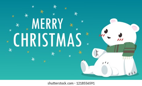 Bear cartoon vector. character design. free space for text. wallpaper. Merry Christmas card.