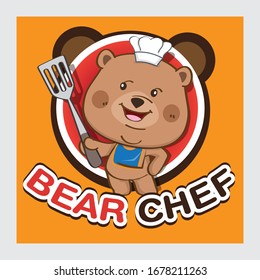 Vector de caricaturas de oso y cocinero