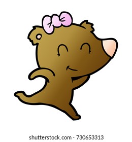 bear cartoon wearing bow