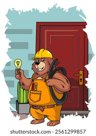 bear cartoon with yellow helmet