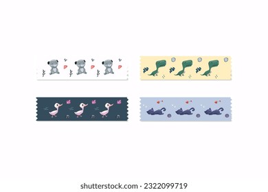 bear cat dinosaur and duck washi tapes