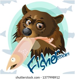 bear catches fish