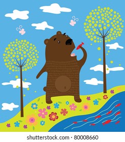 bear caught a fish