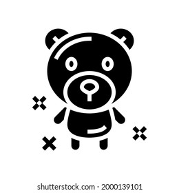 bear character balloon glyph icon vector. isolated contour symbol black illustration