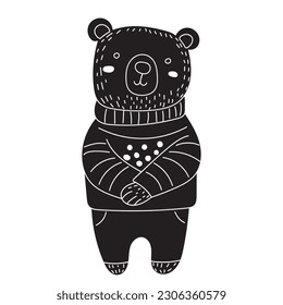 bear character black silhouette isolated vector