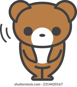 A bear character bowing politely