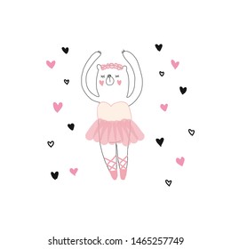 Bear character is dancing ballet