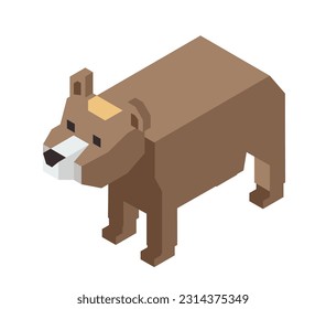 Bear character figurine or model, isolated wooden toy or plaything for children. Cute personage designed in geometric shape, minimalist decor or game for kids playground. Vector in flat style