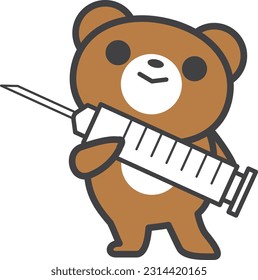 A bear character holding a syringe