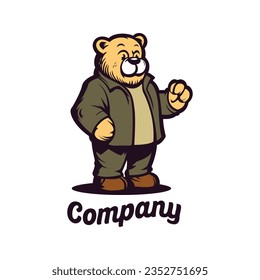 bear character logo concept suitable for children's clothing mascot business or the like