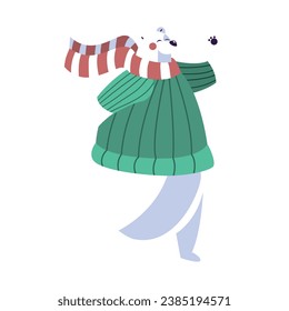 Bear Character for Merry Christmas, Isolated in Retro Cartoon Style