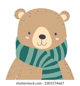 bear character portrait in flat style isolated