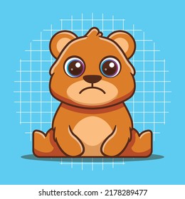 Bear character with sad face vector illustration
