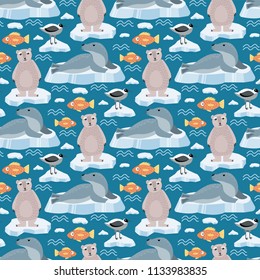 Bear character teddy pose vector seamless pattern background wild grizzly cute illustration adorable animal design.