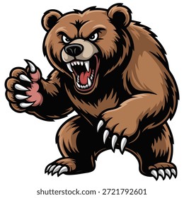 Ilustración vectorial del carácter del oso aislada en el fondo blanco