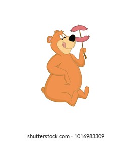 a bear character who will eat sausage