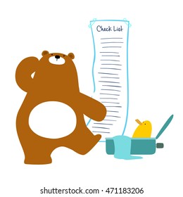 Remolque de lista de comprobación de oso para ilustración vectorial del viajero
