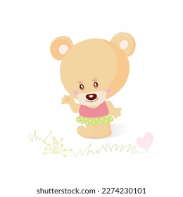 BEAR is cheerful and beautiful. Gentle illustration for postcards, greetings, background, decor, for a good mood