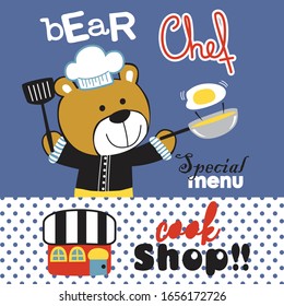 bear the chef funny animal cartoon,vector illustration