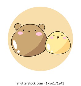 Oso y polluelo con mochi