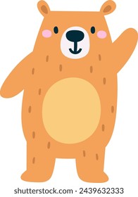 Bear Child Waving Vector Illustration