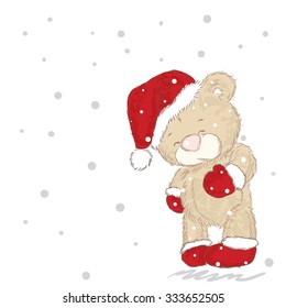Lleva sombrero de Navidad. Ilustración vectorial para tarjeta de felicitación, afiche o impresión en ropa.