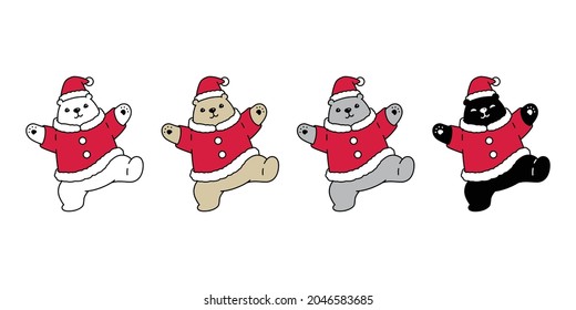 Bear Christmas polar icon vector santa claus hat dance logo cartoon character gift doodle illustration design