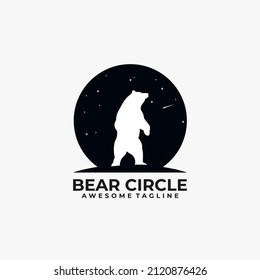 Bear circle logo design vector flat color