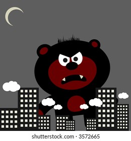 bear an city building animal scared danger night teeth black city sky creepy nocturnal dark tower scary darkness molar fury frightening caricature nightfall nighttime midnight painting vampire nightma