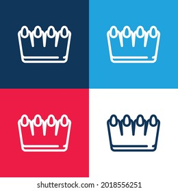 Juego de iconos mínimo de cuatro colores azul y rojo de la pantalla del oso