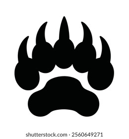 Bear claw Paw Print Icon Hand Drawn Black and White Thick Lines